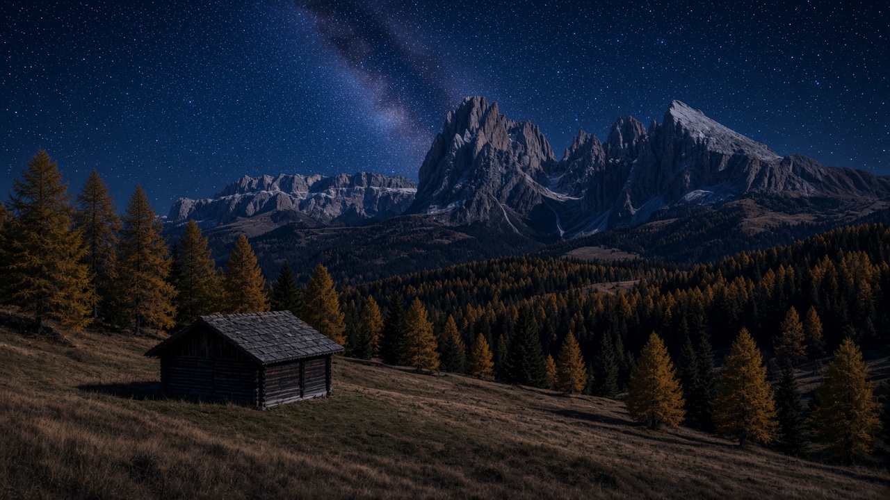 Dolomites Autumn dark mode wallpaper 1
