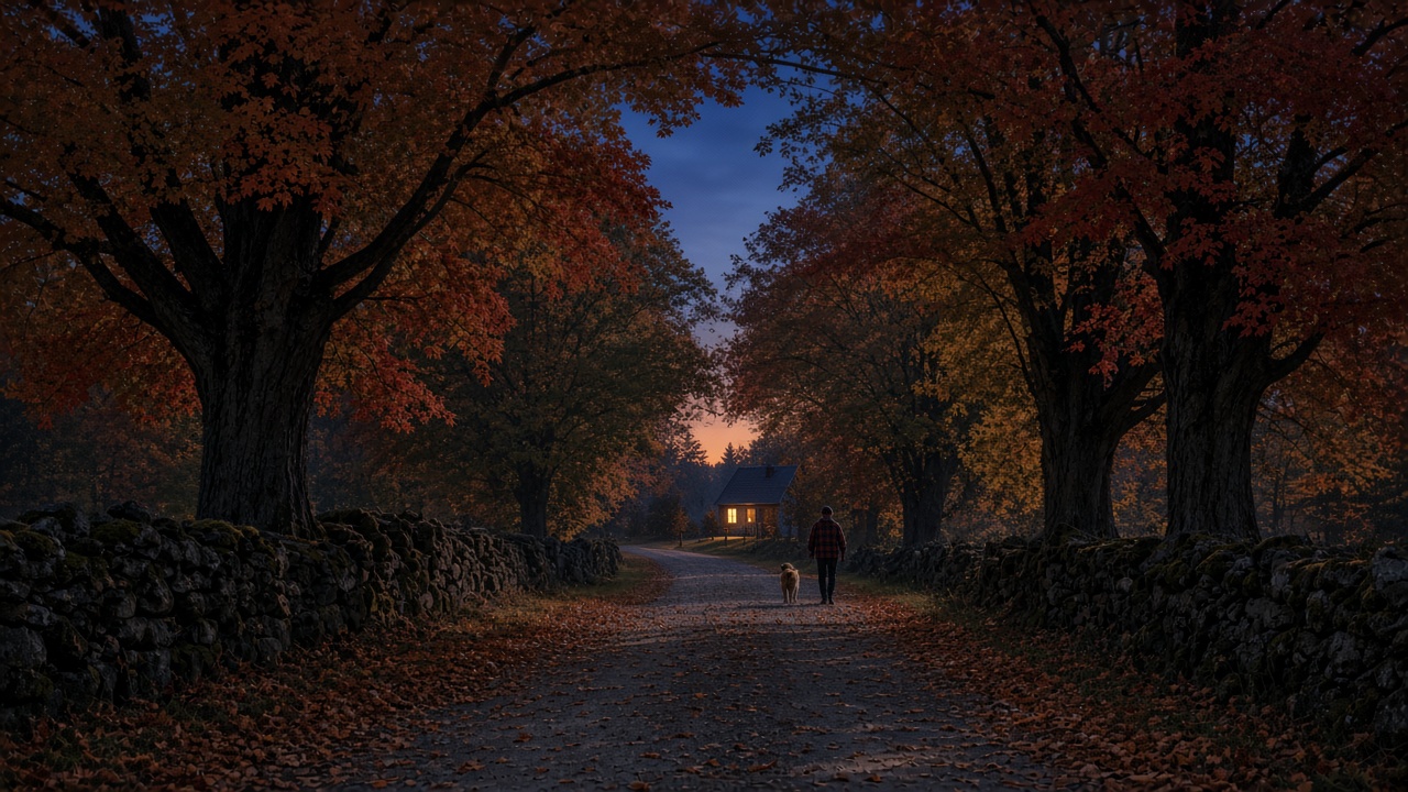 New England Fall dark mode wallpaper 3